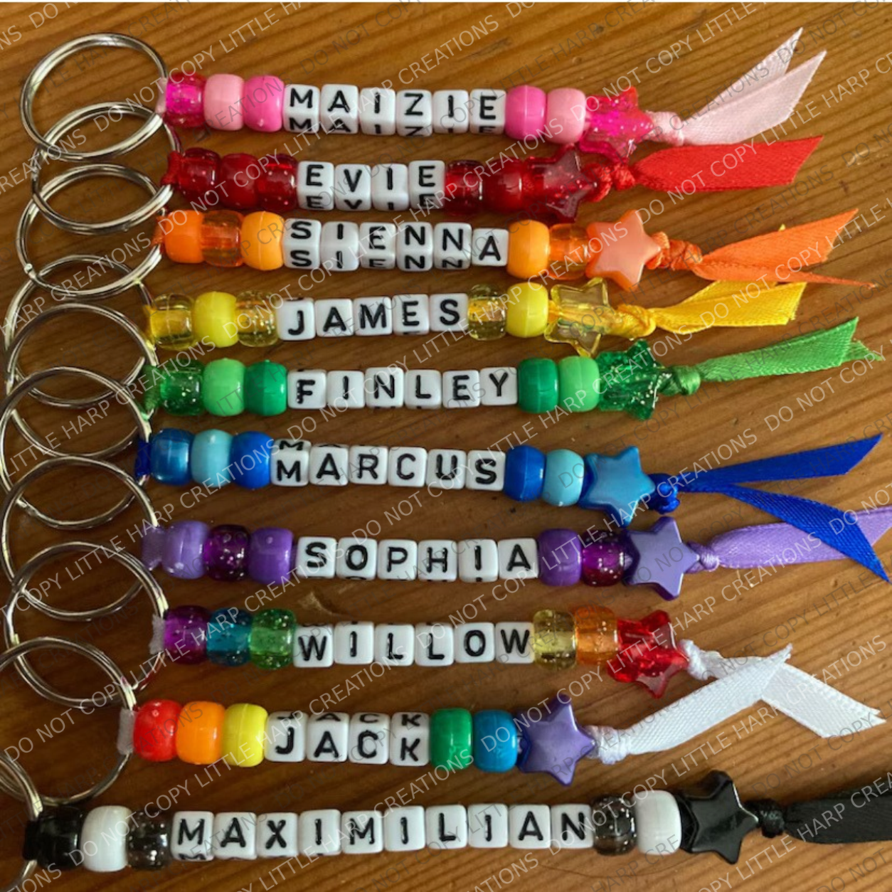 Personalised Name Keyring | Custom Beaded Keychain | Kids School Bag Tag | Cute Friendship Gift | Party Bags School Leavers Gift Idea