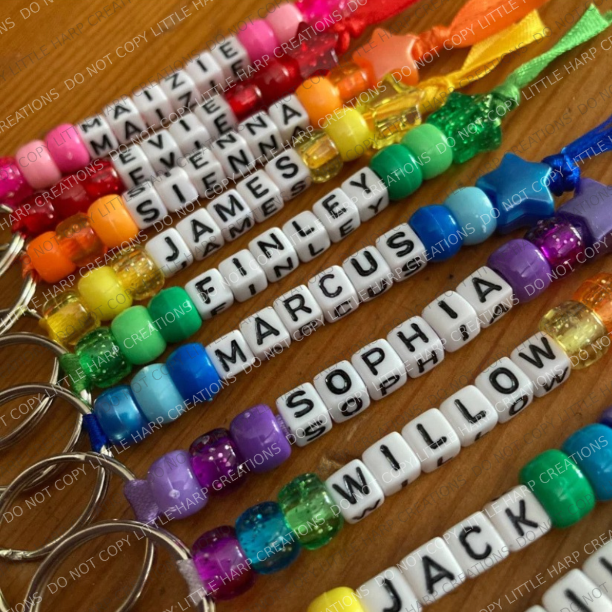 Personalised Name Keyring | Custom Beaded Keychain | Kids School Bag Tag | Cute Friendship Gift | Party Bags School Leavers Gift Idea