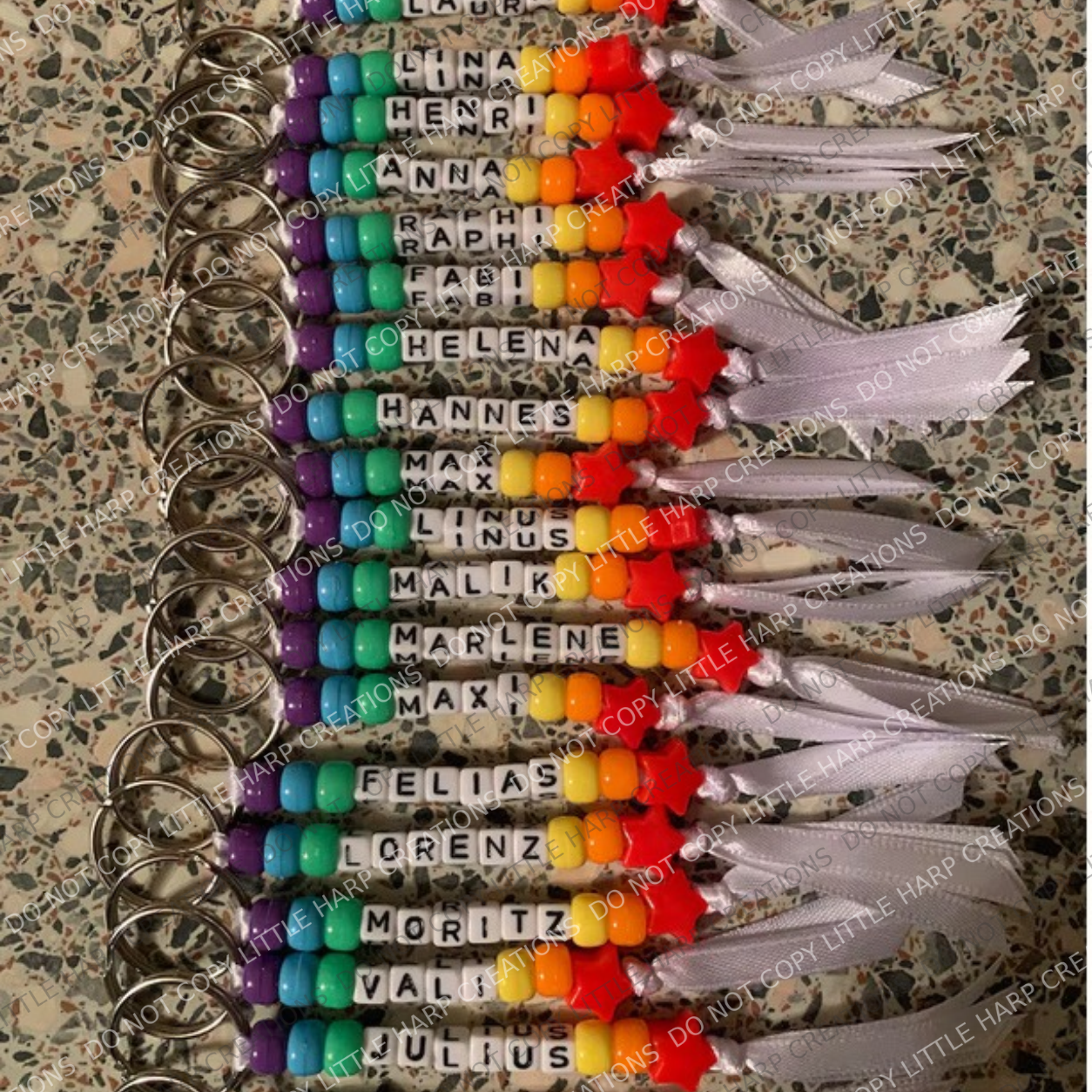 Personalised Name Keyring | Custom Beaded Keychain | Kids School Bag Tag | Cute Friendship Gift | Party Bags School Leavers Gift Idea