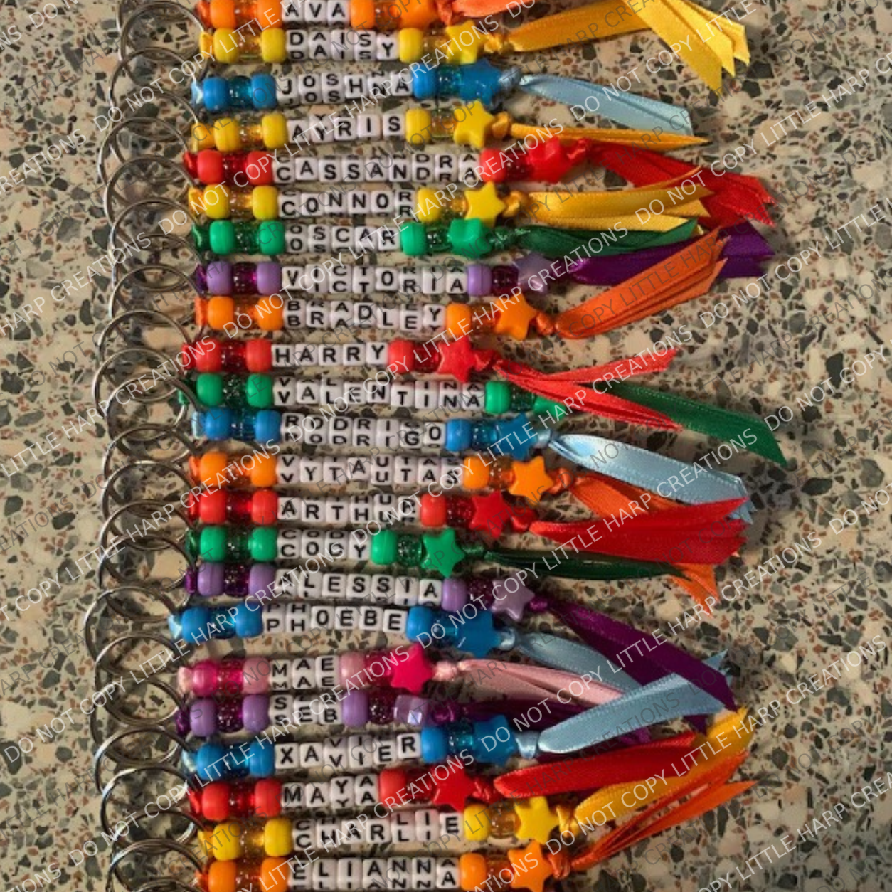 Personalised Name Keyring | Custom Beaded Keychain | Kids School Bag Tag | Cute Friendship Gift | Party Bags School Leavers Gift Idea